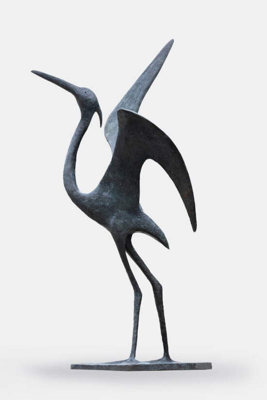 Contemporary Outdoor sculpture, Bronze sculpture, main subject is bird, by Pierre Yermia, artwork name is Heron (Large)