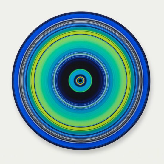 Contemporary Op art and kinetic art, Oil on vinyl, by Doris Marten, artwork name is Pilgrim No. 77